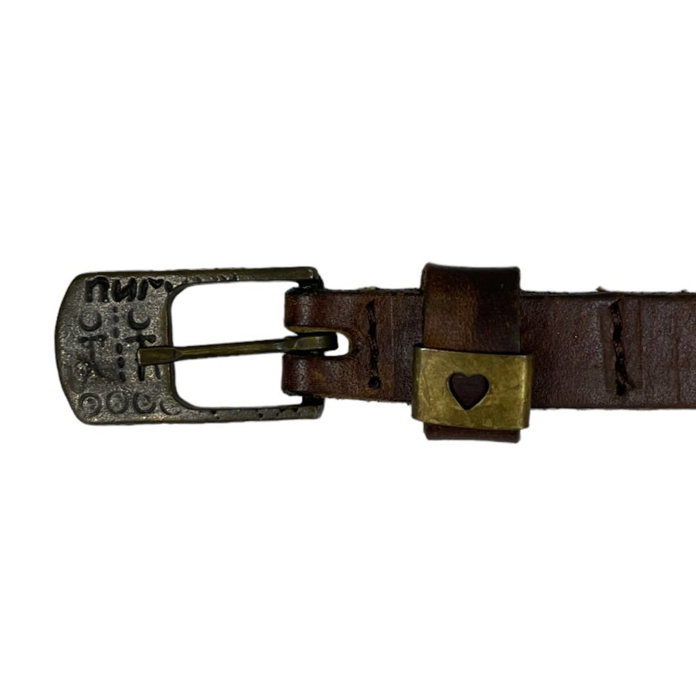 Vintage Guess Leather Embellished Belt Small Boho Narrow Love Medallion Festival - Picture 5 of 6
